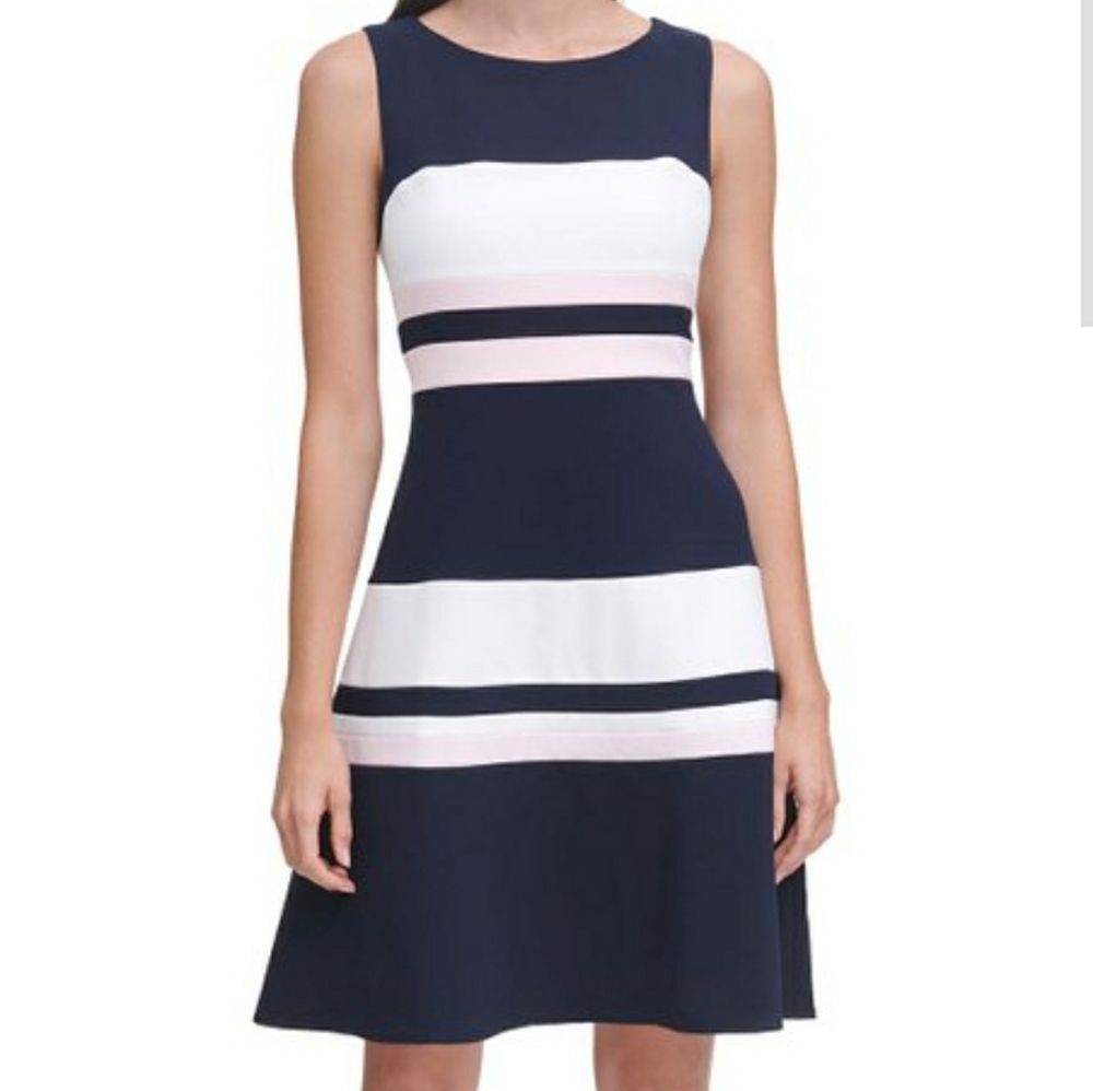 Tommy Hilfiger Navy & White Stripe Fit & Flare Dress